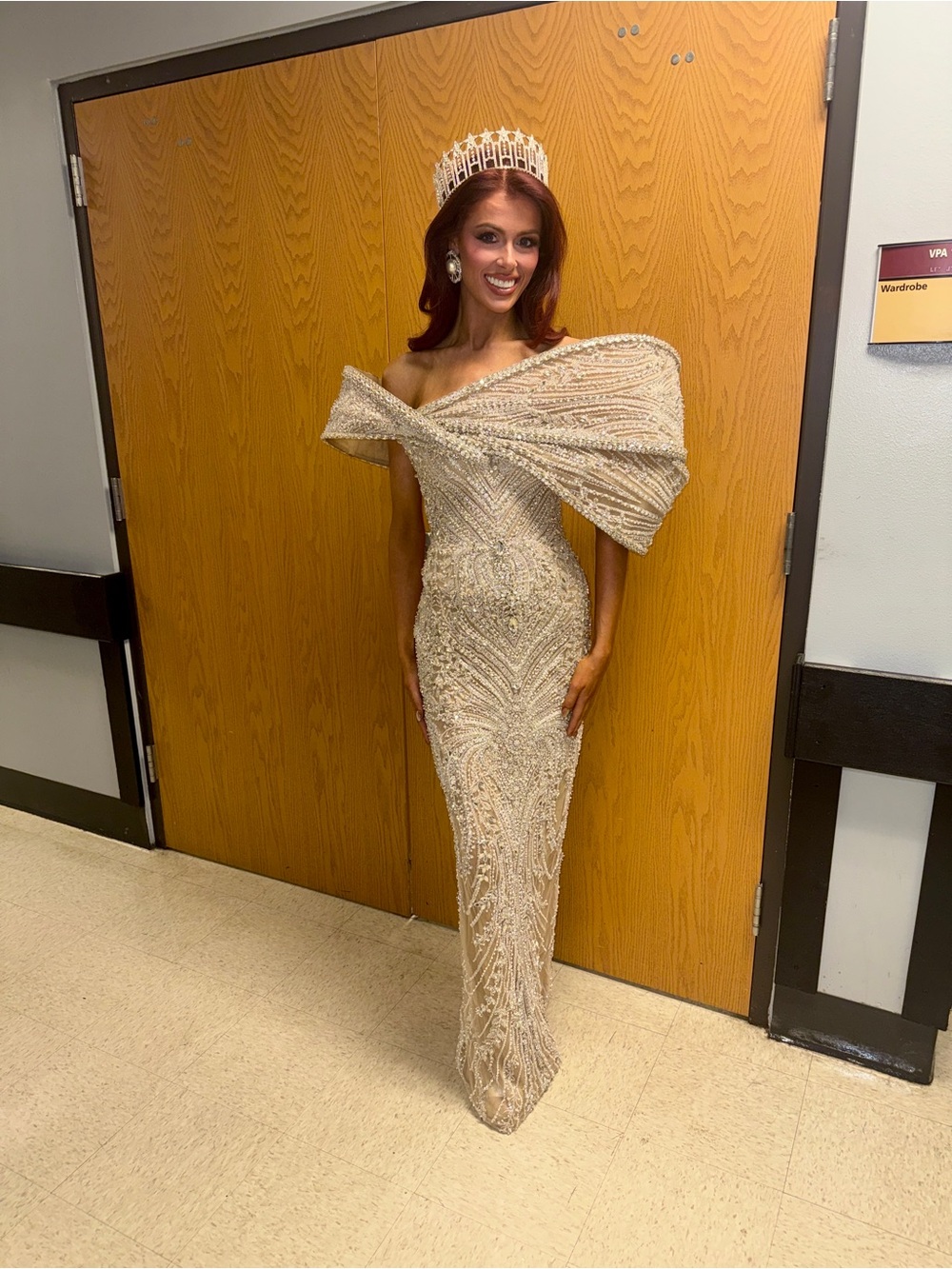 Elegant Off-Shoulder Embellished Evening Gown